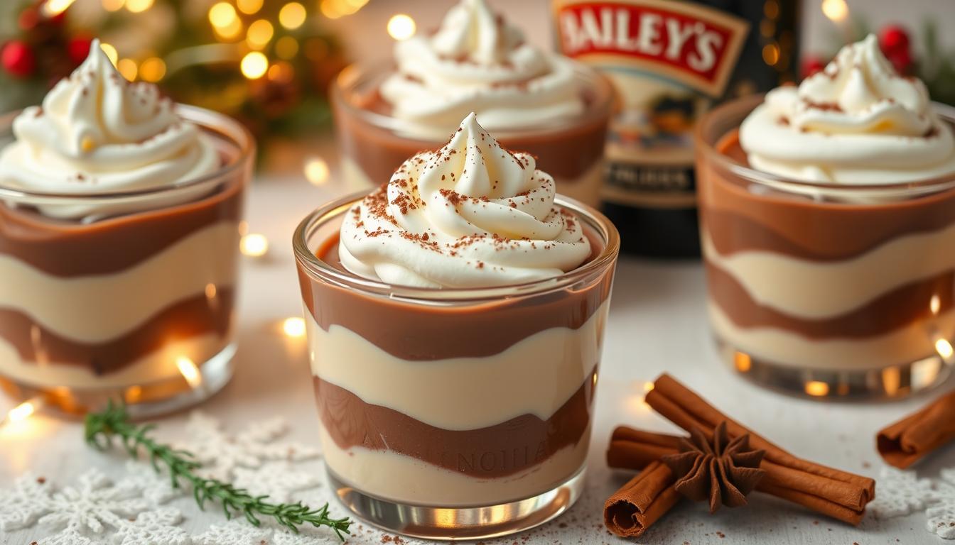 CHRISTMAS CHOCOLATE KAHLUA & BAILEY’S PUDDING SHOTS
